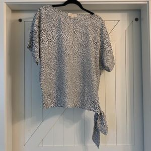 Michael Kors black and white side tie blouse